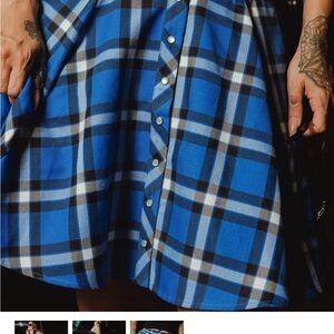 DIXXON Women’s Lapis Plaid Skater Skirt (Blue & Black)